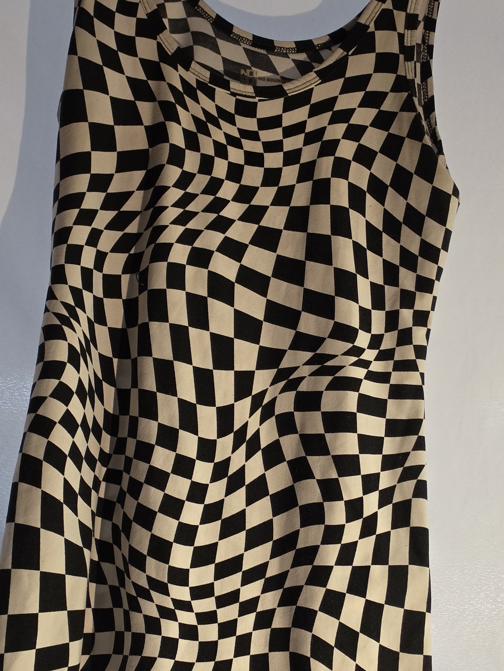 Sleeveless Black and White Checkered Tank Top